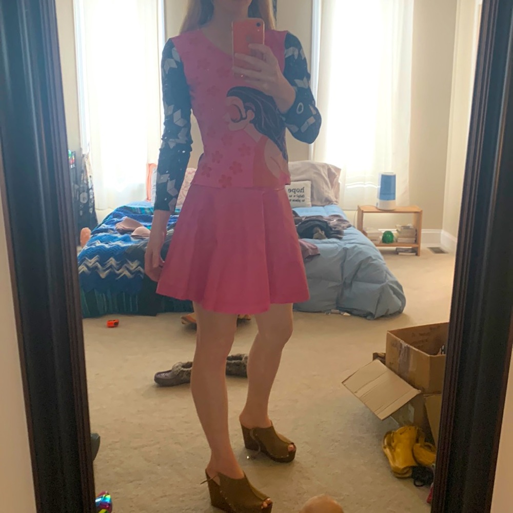 Hot pink CUSP neiman Marcus leather skirt